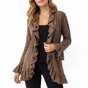 Minnie Rose Brown Cashmere Cardigan